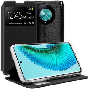 CUSTODIA per HONOR MAGIC 6 LITE, HONOR X9B, HONOR X50 - FLIP ORIZZONTALE con FINESTRA ID E CHIUSURA MAGNETICA INVISIBILE NERO