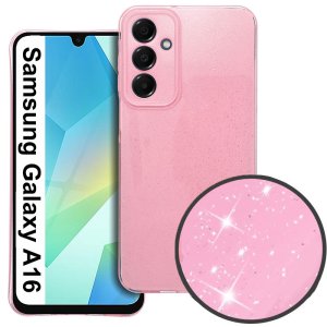 CUSTODIA per SAMSUNG GALAXY A16 (4G/5G) IN GEL TPU SILICONE 2mm CON INTERNO IN MICROFIBRA COLORE ROSA CON GLITTER