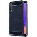 CUSTODIA per SAMSUNG GALAXY A7 2018 (SM-A750) IN GEL TPU SILICONE EFFETTO METALLICO CON INSERTI IN FANTASIA CARBONIO BLU