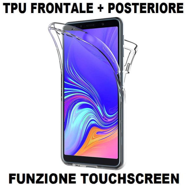 CUSTODIA per SAMSUNG GALAXY A7 2018 (SM-A750) IN GEL TPU SILICONE FRONTALE + POSTERIORE ULTRA SLIM 0,3mm TRASPARENTE