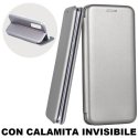 CUSTODIA per SAMSUNG GALAXY A7 2018 - FLIP ORIZZONTALE SIMILPELLE CON CHIUSURA MAGNETICA INVISIBILE E INTERNO IN TPU GRIGIO