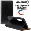 CUSTODIA per SAMSUNG GALAXY A7 2018 (A750) - FLIP ORIZZONTALE VERA PELLE CON CHIUSURA MAGNETICA INVISIBILE E INTERNO IN TPU NERO