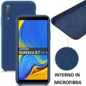 CUSTODIA per SAMSUNG GALAXY A7 2018 (SM-A750) IN SILICONE CON EFFETTO SOFT TOUCH ED INTERNO IN MICROFIBRA COLORE BLU