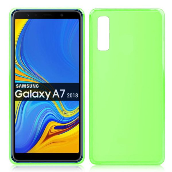 CUSTODIA per SAMSUNG GALAXY A7 2018 (SM-A750) IN GEL TPU SILICONE COLORE VERDE TRASPARENTE