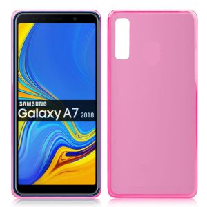 CUSTODIA per SAMSUNG GALAXY A7 2018 (SM-A750) IN GEL TPU SILICONE COLORE ROSA TRASPARENTE