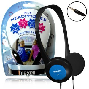 CUFFIA STEREO A FASCIA PER BAMBINI 303495 MAXELL CON JACK 3,5 mm, E LIMITAZIONE LIVELLO DEL VOLUME COLORE NERO E BLU BLISTER