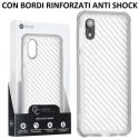 CUSTODIA per APPLE IPHONE XR (6.1") IN TPU BIANCO TRASPARENTE EFFETTO CARBONIO CON BORDI RINFORZATI ANTI SHOCK ROAR