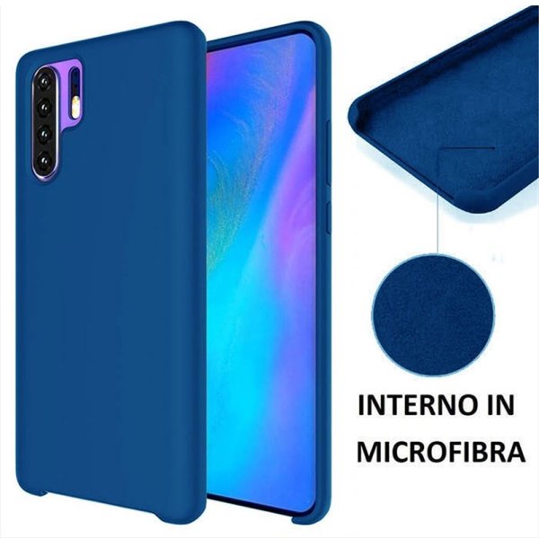 CUSTODIA per HUAWEI P30 PRO, P30 PRO NEW EDITION - IN SILICONE CON EFFETTO SOFT TOUCH ED INTERNO IN MICROFIBRA COLORE BLU