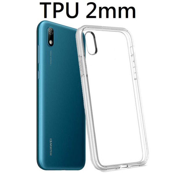 CUSTODIA per HUAWEI Y5 2019, HONOR 8S IN GEL TPU SILICONE 2mm TRASPARENTE CON CORNICE BIANCO OPACO