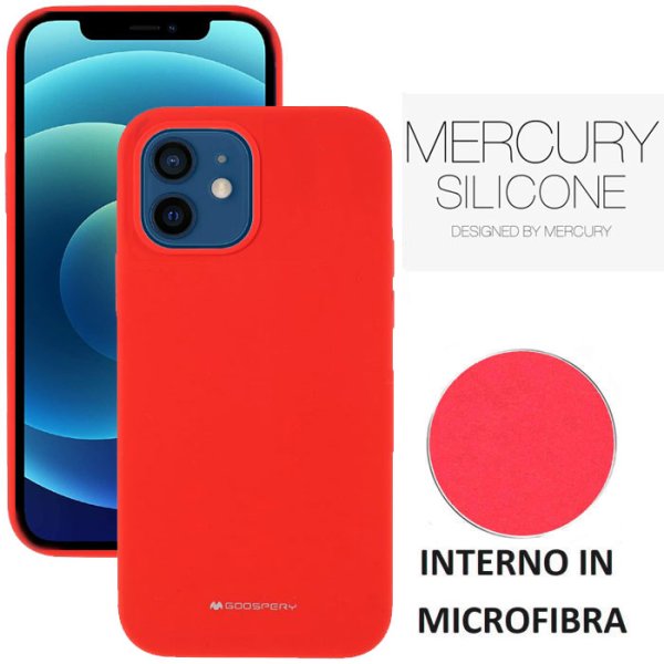 CUSTODIA per APPLE IPHONE 12 MINI (5.4") IN SILICONE CON INTERNO IN MICROFIBRA COLORE ROSSO ALTA QUALITA' MERCURY