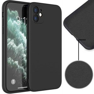 CUSTODIA per APPLE IPHONE 12 (6.1") IN SILICONE NERO CON EFFETTO SOFT TOUCH ED INTERNO IN MICROFIBRA