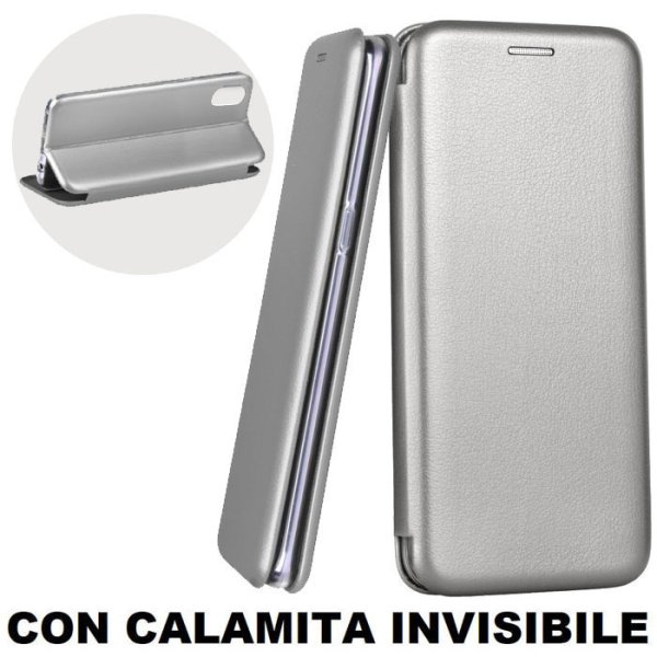 CUSTODIA per APPLE IPHONE XR (6.1") - FLIP ORIZZONTALE SIMILPELLE CON CHIUSURA MAGNETICA INVISIBILE E INTERNO IN TPU GRIGIO