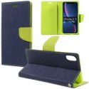 CUSTODIA per APPLE IPHONE XR (6.1") - FLIP ORIZZONTALE CON INTERNO IN TPU SILICONE, STAND E TASCHE PORTA CARTE COLORE BLU