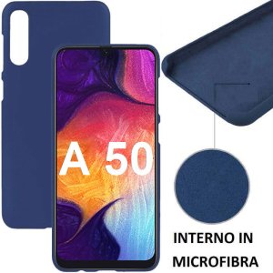 CUSTODIA per SAMSUNG GALAXY A50 (SM-A505), A30s (SM-A307), A50s (SM-A507) IN SILICONE SOFT TOUCH E INTERNO IN MICROFIBRA BLU