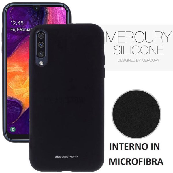 CUSTODIA per SAMSUNG GALAXY A50 (A505), A30s (A307), A50s (A507) - IN SILICONE INTERNO IN MICROFIBRA NERO ALTA QUALITA' MERCURY