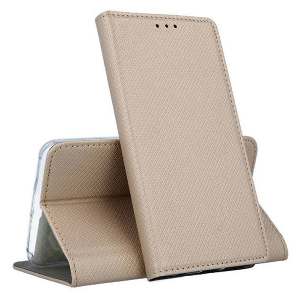 CUSTODIA per SAMSUNG GALAXY A42 5G, M42 5G - FLIP ORIZZONTALE CHIUSURA MAGNETICA INVISIBILE ED INTERNO IN TPU ORO