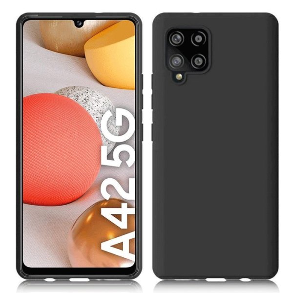 CUSTODIA per SAMSUNG GALAXY A42 5G (A426B), M42 5G (M426B) IN GEL TPU SILICONE SLIM COLORE NERO SATINATO