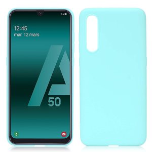 CUSTODIA per SAMSUNG GALAXY A50 (SM-A505), A30s (SM-A307), A50s (SM-A507) IN GEL TPU SILICONE SLIM COLORE VERDE ACQUA SATINATO