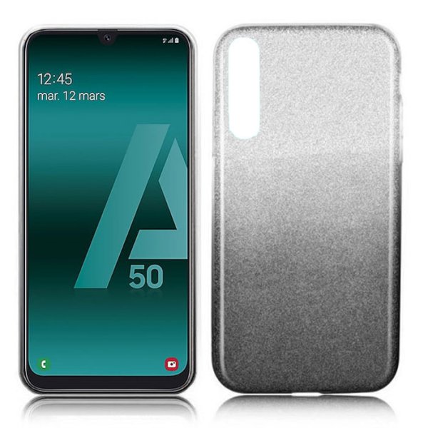 CUSTODIA per SAMSUNG GALAXY A50 (SM-A505), A30s (SM-A307), A50s (SM-A507) IN GEL TPU SILICONE NERO SFUMATO CON BRILLANTINI