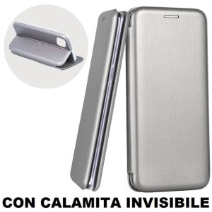 CUSTODIA per APPLE IPHONE 13, IPHONE 14 - FLIP ORIZZONTALE SIMILPELLE CON CHIUSURA MAGNETICA INVISIBILE E INTERNO IN TPU GRIGIO