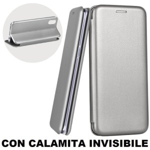 CUSTODIA per APPLE IPHONE X, IPHONE XS - FLIP ORIZZONTALE SIMILPELLE CON CHIUSURA MAGNETICA INVISIBILE E INTERNO IN TPU GRIGIO