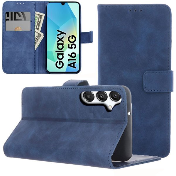 CUSTODIA per SAMSUNG GALAXY A16 (4G/5G) FLIP ORIZZONTALE IN ECOPELLE COLORE BLU CON INTERNO IN TPU E CHIUSURA MAGNETICA