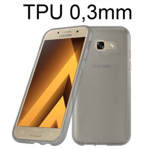 CUSTODIA per SAMSUNG SM-A520 GALAXY A5 (2017) IN GEL TPU SILICONE ULTRA SLIM 0,3mm COLORE NERO TRASPARENTE