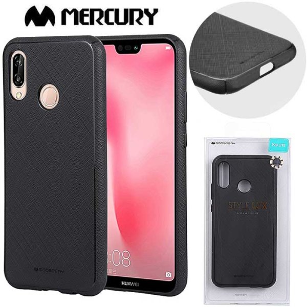 CUSTODIA per HUAWEI P20 LITE IN GEL TPU SILICONE COLORE NERO ALTA QUALITA' MERCURY STYLE LUX BLISTER