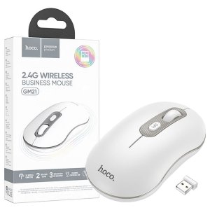 MOUSE WIRELESS 2.4G RISOLUZIONE 1600 DPI CON 4 TASTI E ROTELLINA SCROLL - CONFORTEVOLE E SILENZIOSO COLORE BIANCO GM21 HOCO