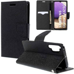 CUSTODIA per SAMSUNG GALAXY A32 5G (SM-A326B) - FLIP ORIZZONTALE CON STAND, INTERNO IN TPU E PORTA CARTE NERO - ATTENZIONE..