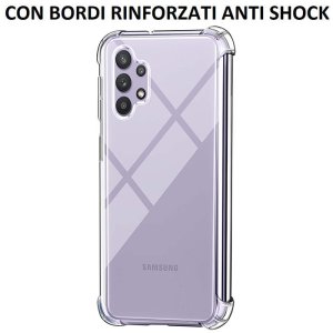 CUSTODIA per SAMSUNG GALAXY A32 4G (A325F) GEL TPU SILICONE TRASPARENTE SLIM 0,5mm CON BORDI RINFORZATI ANTI SHOCK