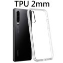 CUSTODIA per HUAWEI P30 IN GEL TPU SILICONE 2mm TRASPARENTE CON CORNICE BIANCO OPACO