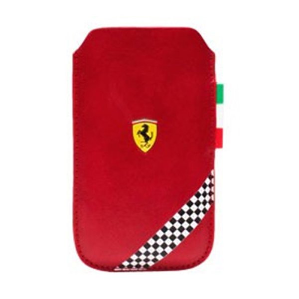 CUSTODIA A SACCHETTO IN PELLE FERRARI FEFOSLLR per SAMSUNG I9100 GALAXY S2, I9105 S2 PLUS E MODELLI SIMILARI COLORE ROSSO