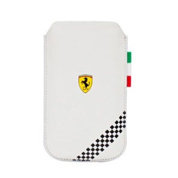 CUSTODIA A SACCHETTO IN PELLE FERRARI FEFOSLLW per SAMSUNG I9100 GALAXY S2, I9105 S2 PLUS E MODELLI SIMILARI COLORE BIANCO