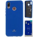 CUSTODIA per HUAWEI P20 LITE IN GEL TPU SILICONE COLORE BLU LUCIDO CON GLITTER ALTA QUALITA' MERCURY BLISTER