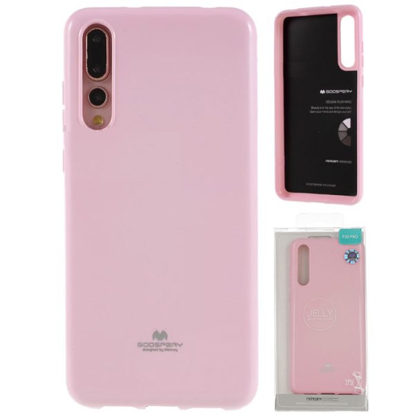 CUSTODIA per HUAWEI P20 PRO IN GEL TPU SILICONE COLORE ROSA LUCIDO CON GLITTER ALTA QUALITA' MERCURY BLISTER