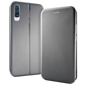 CUSTODIA per SAMSUNG GALAXY A70, GALAXY A70s - FLIP ORIZZONTALE IN TESSUTO CHIUSURA MAGNETICA INVISIBILE GRIGIO