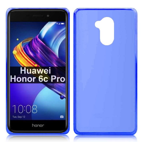 CUSTODIA per HUAWEI HONOR 6C PRO, HONOR V9 PLAY IN GEL TPU SILICONE COLORE BLU TRASPARENTE