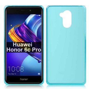 CUSTODIA per HUAWEI HONOR 6C PRO, HONOR V9 PLAY IN GEL TPU SILICONE COLORE AZZURRO TRASPARENTE