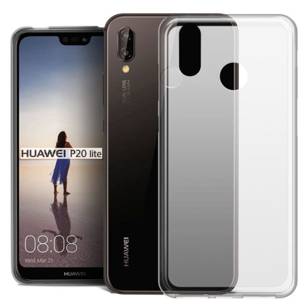 CUSTODIA per HUAWEI P20 LITE IN GEL TPU SILICONE COLORE BIANCO TRASPARENTE