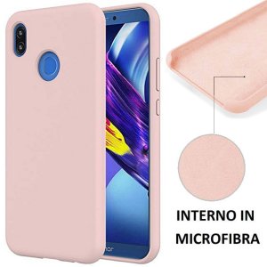 CUSTODIA per HUAWEI P20 LITE IN SILICONE CON EFFETTO SOFT TOUCH ED INTERNO IN MICROFIBRA COLORE ROSA