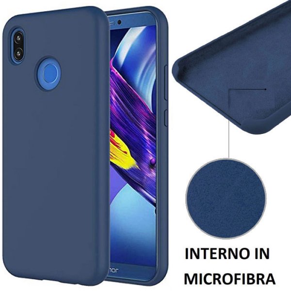 CUSTODIA per HUAWEI P20 LITE IN SILICONE CON EFFETTO SOFT TOUCH ED INTERNO IN MICROFIBRA COLORE BLU