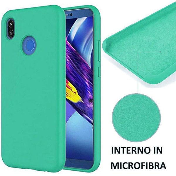 CUSTODIA per HUAWEI P20 LITE IN SILICONE CON EFFETTO SOFT TOUCH ED INTERNO IN MICROFIBRA COLORE VERDE ACQUA