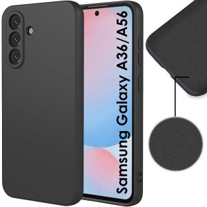 CUSTODIA per SAMSUNG GALAXY A36 (5G), GALAXY A56 (5G) IN SILICONE COLORE NERO CON EFFETTO SOFT TOUCH E INTERNO IN MICROFIBRA