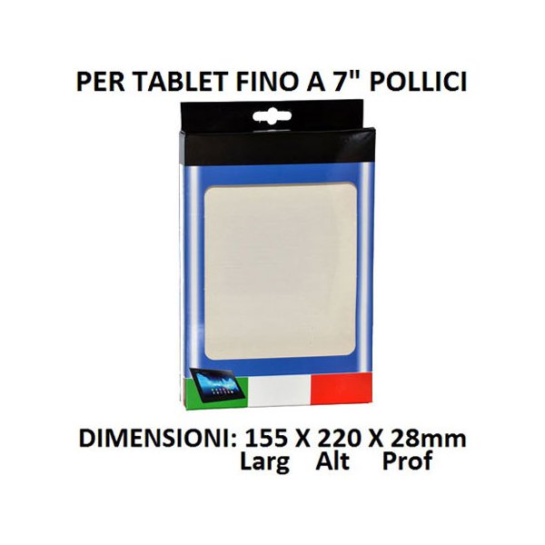 BLISTER IN CARTONCINO PLASTIFICATO SENZA LOGO CON FINESTRA FRONTALE per DISPOSITIVI FINO A 7" DIM. L 155 X A 220 X P 28mm