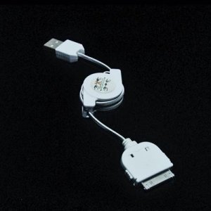 CAVO USB 30 PIN RETRAIBILE PER DISPOSITIVI APPLE - CARICA E SINCRONIZZAZIONE COLORE BIANCO