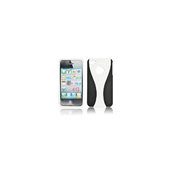 CUSTODIA per APPLE IPHONE 4, IPHONE 4S - RIGIDA FRONTE + RETRO COMBO COLORE NERO E BIANCO