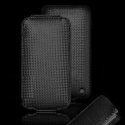 CUSTODIA VERTICALE FLIP PELLE CARBON per APPLE IPHONE 4, 4s COLORE NERO