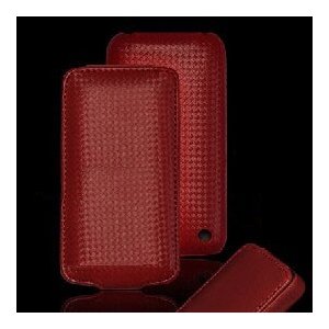 CUSTODIA VERTICALE FLIP PELLE CARBON per APPLE IPHONE 4, 4s COLORE MARRONE