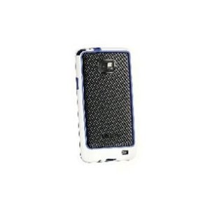 CUSTODIA GEL TPU SILICONE BUMPER per SAMSUNG I9100 Galaxy S2, I9105 Galaxy S2 Plus COLORE BLU-BIANCO